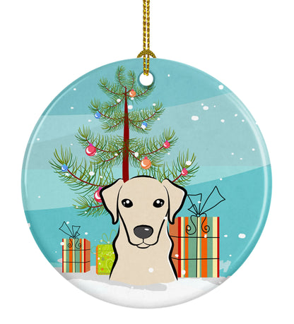 Christmas Tree and Dog on Ceramic Ornament