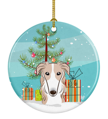 Christmas Tree and Dog on Ceramic Ornament