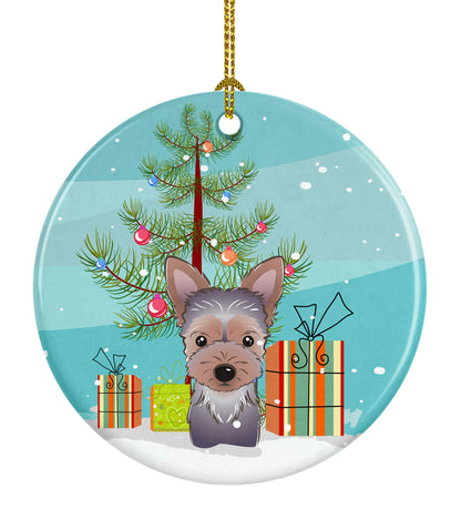 Christmas Tree and Dog on Ceramic Ornament