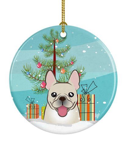 Christmas Tree and Dog on Ceramic Ornament