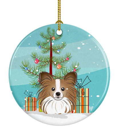 Christmas Tree and Dog on Ceramic Ornament