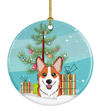 Christmas Tree and Dog on Ceramic Ornament