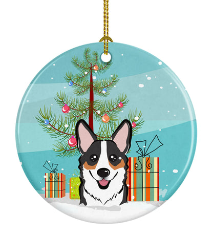 Christmas Tree and Dog on Ceramic Ornament