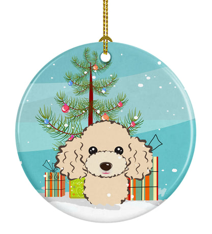 Christmas Tree and Dog on Ceramic Ornament