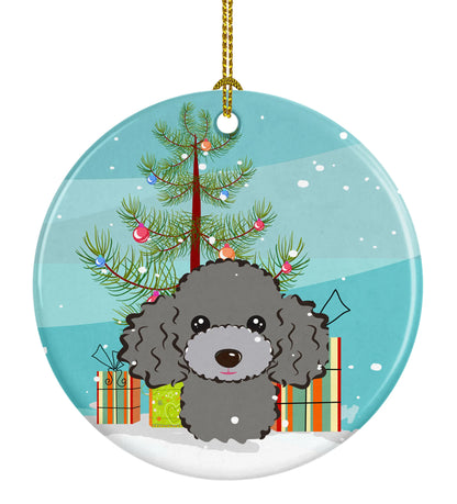 Christmas Tree and Dog on Ceramic Ornament