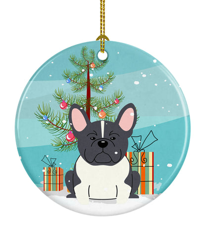 Christmas Tree and Dog on Ceramic Ornament