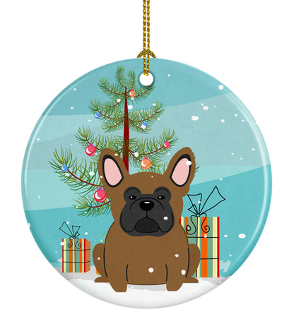 Christmas Tree and Dog on Ceramic Ornament