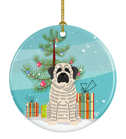 Christmas Tree and Dog on Ceramic Ornament