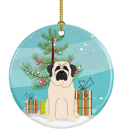 Christmas Tree and Dog on Ceramic Ornament