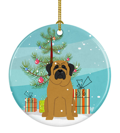 Christmas Tree and Dog on Ceramic Ornament