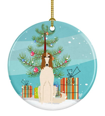 Christmas Tree and Dog on Ceramic Ornament