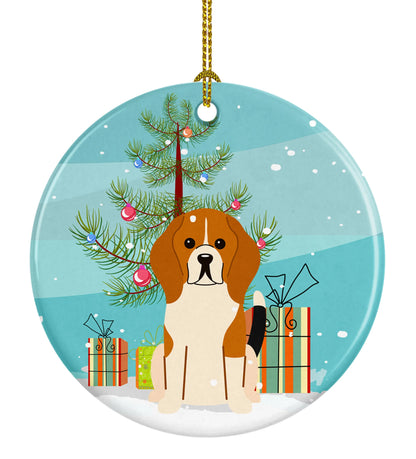 Christmas Tree and Dog on Ceramic Ornament