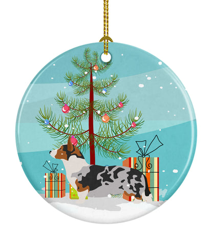 Christmas Tree and Dog on Ceramic Ornament