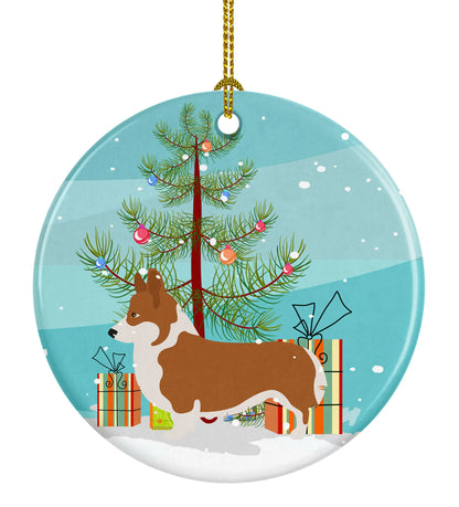 Christmas Tree and Dog on Ceramic Ornament