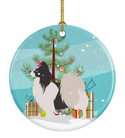 Christmas Tree and Dog on Ceramic Ornament