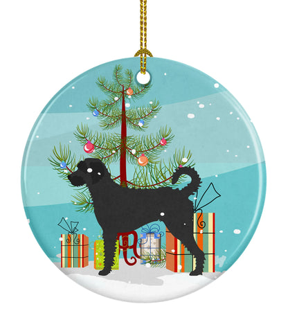 Christmas Tree and Dog on Ceramic Ornament