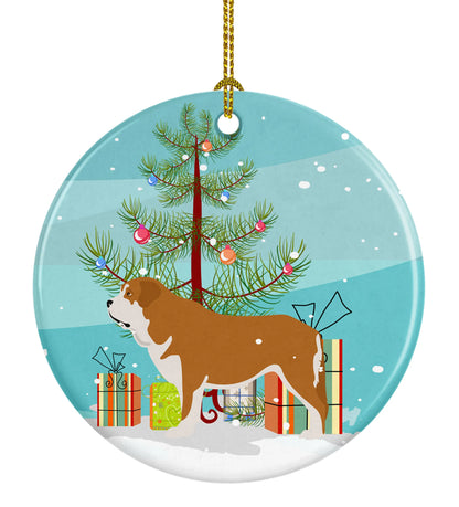 Christmas Tree and Dog on Ceramic Ornament