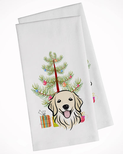 Christmas Tree and Dog White Kitchen Towel Set of 2