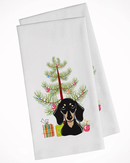 Christmas Tree and Dog White Kitchen Towel Set of 2