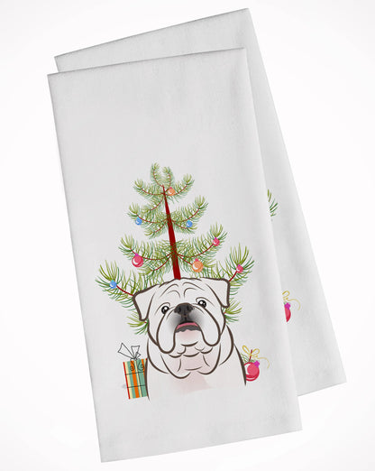 Christmas Tree and Dog White Kitchen Towel Set of 2