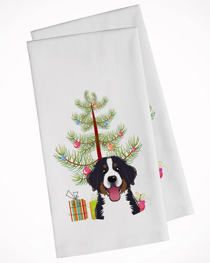 Christmas Tree and Dog White Kitchen Towel Set of 2