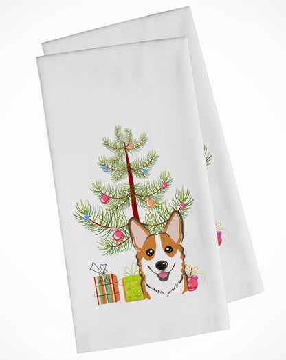 Christmas Tree and Dog White Kitchen Towel Set of 2