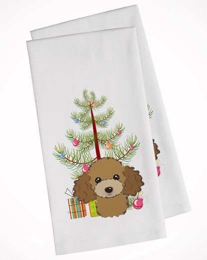 Christmas Tree and Dog White Kitchen Towel Set of 2