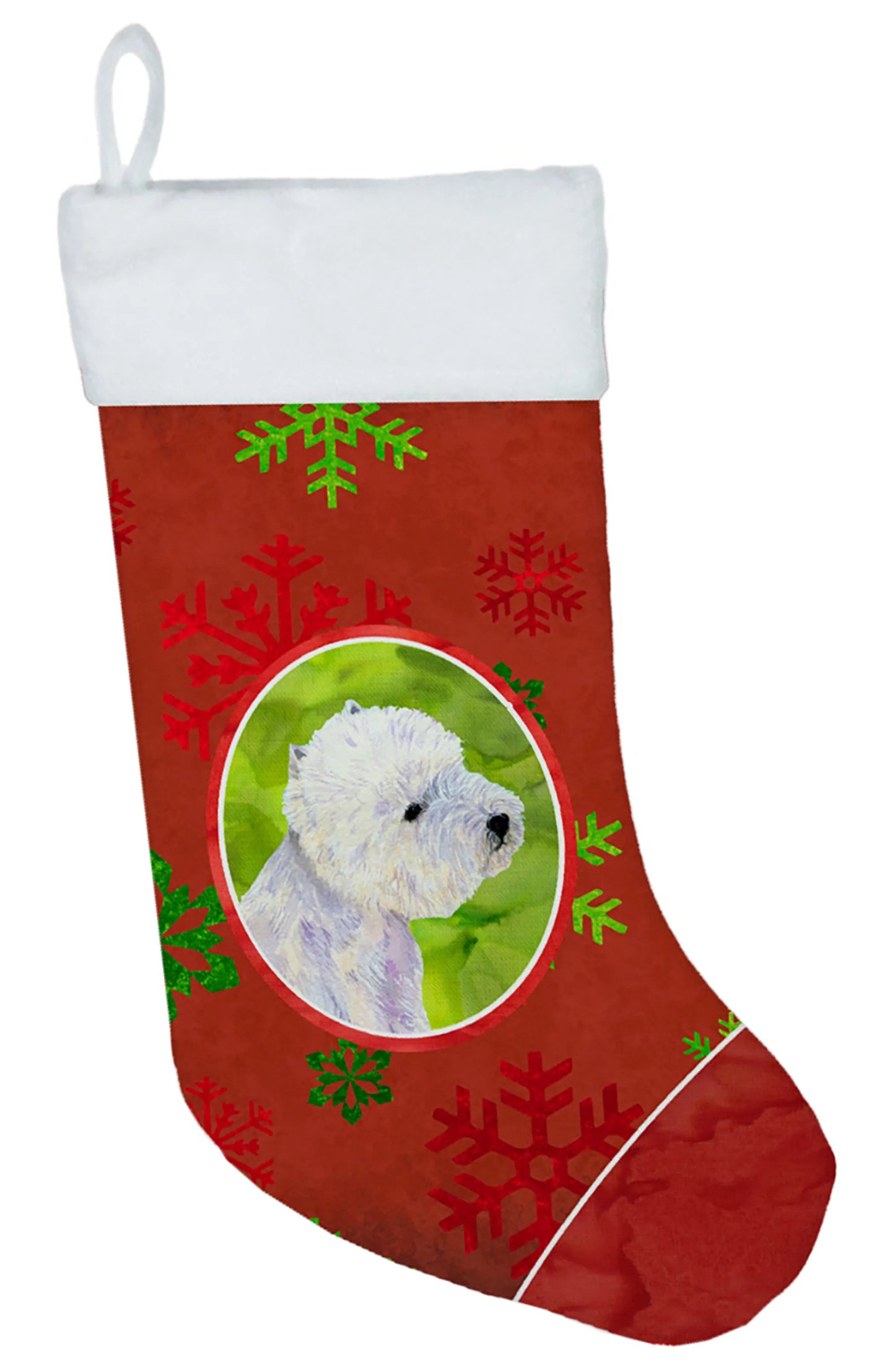 Dog and Christmas Snowflakes Christmas Stocking