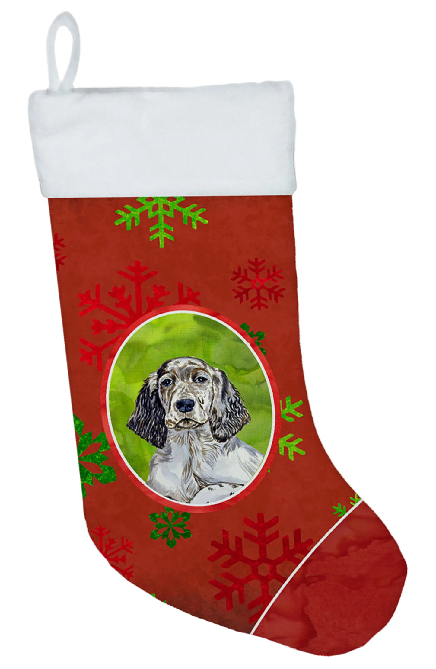 Dog and Christmas Snowflakes Christmas Stocking