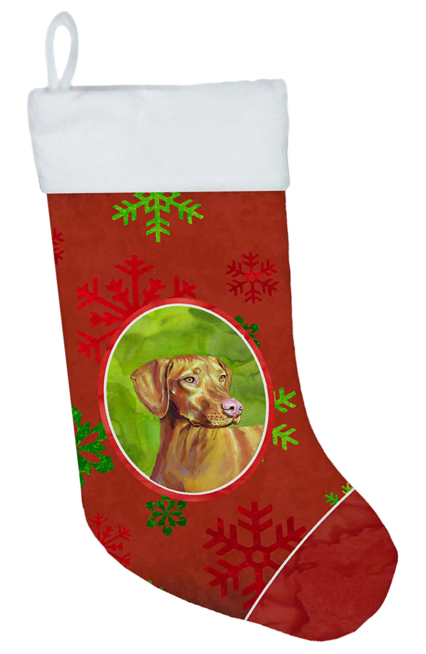 Dog and Christmas Snowflakes Christmas Stocking