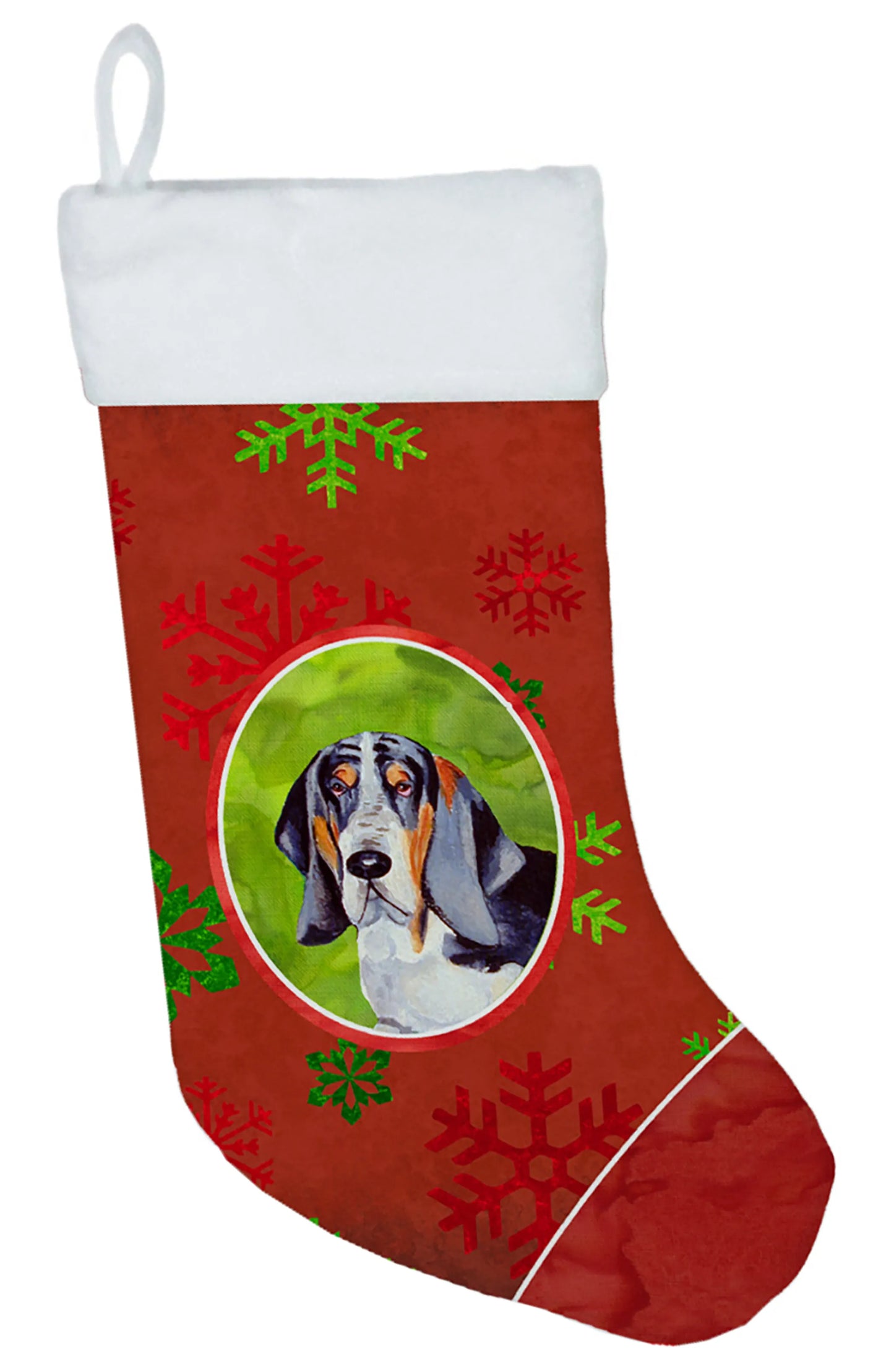 Dog and Christmas Snowflakes Christmas Stocking