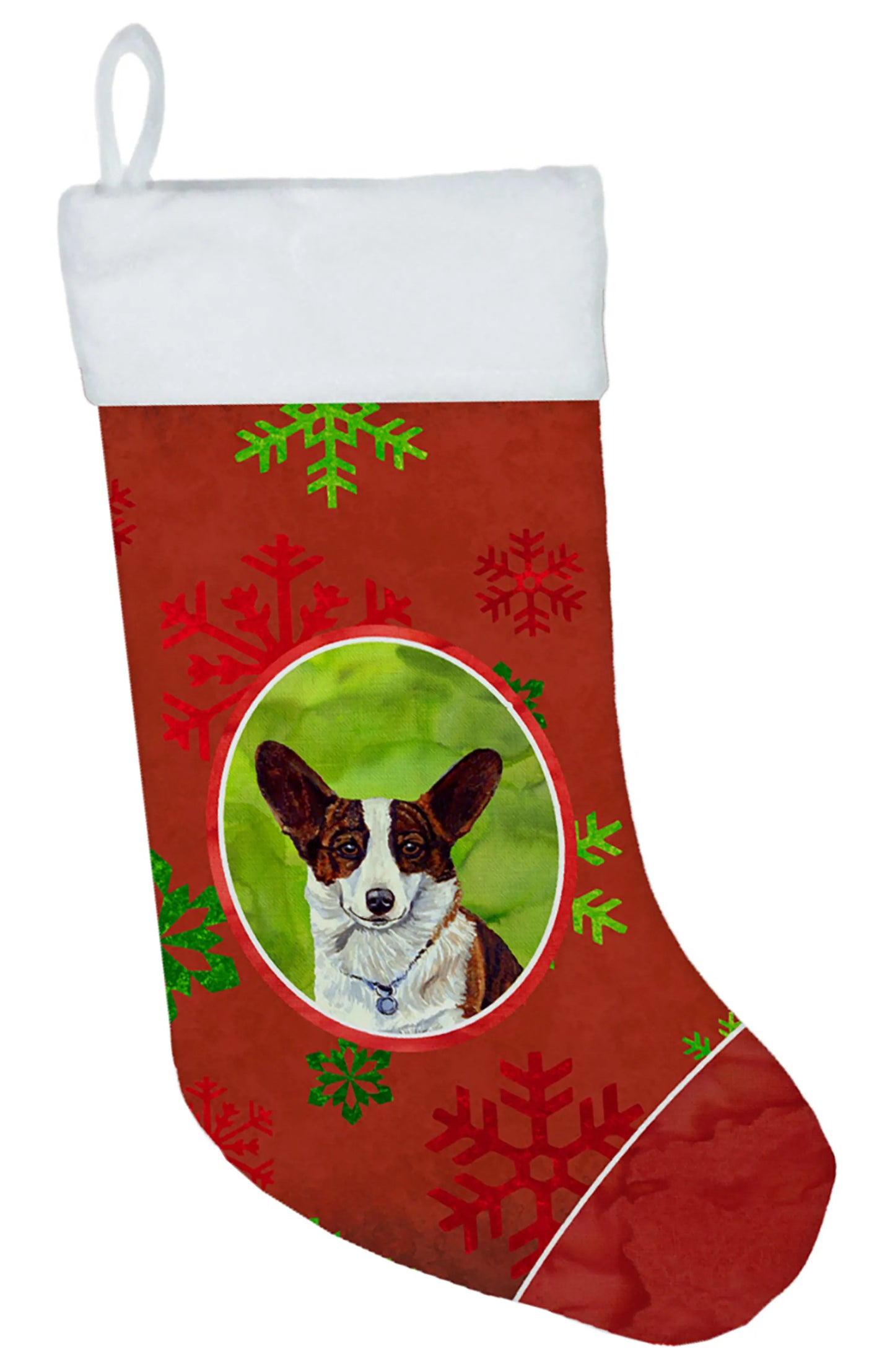 Dog and Christmas Snowflakes Christmas Stocking