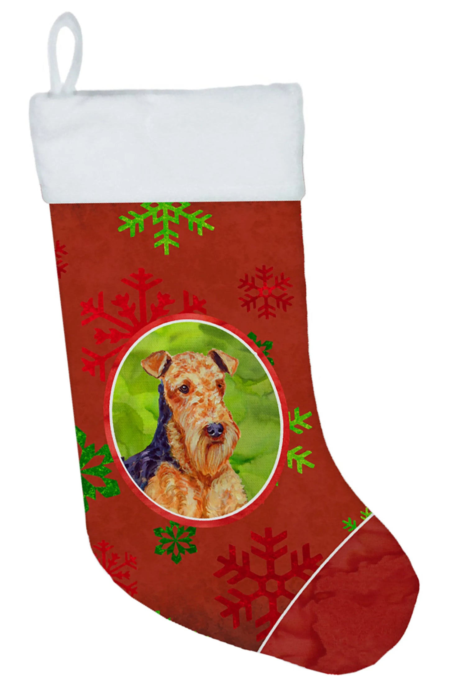 Dog and Christmas Snowflakes Christmas Stocking