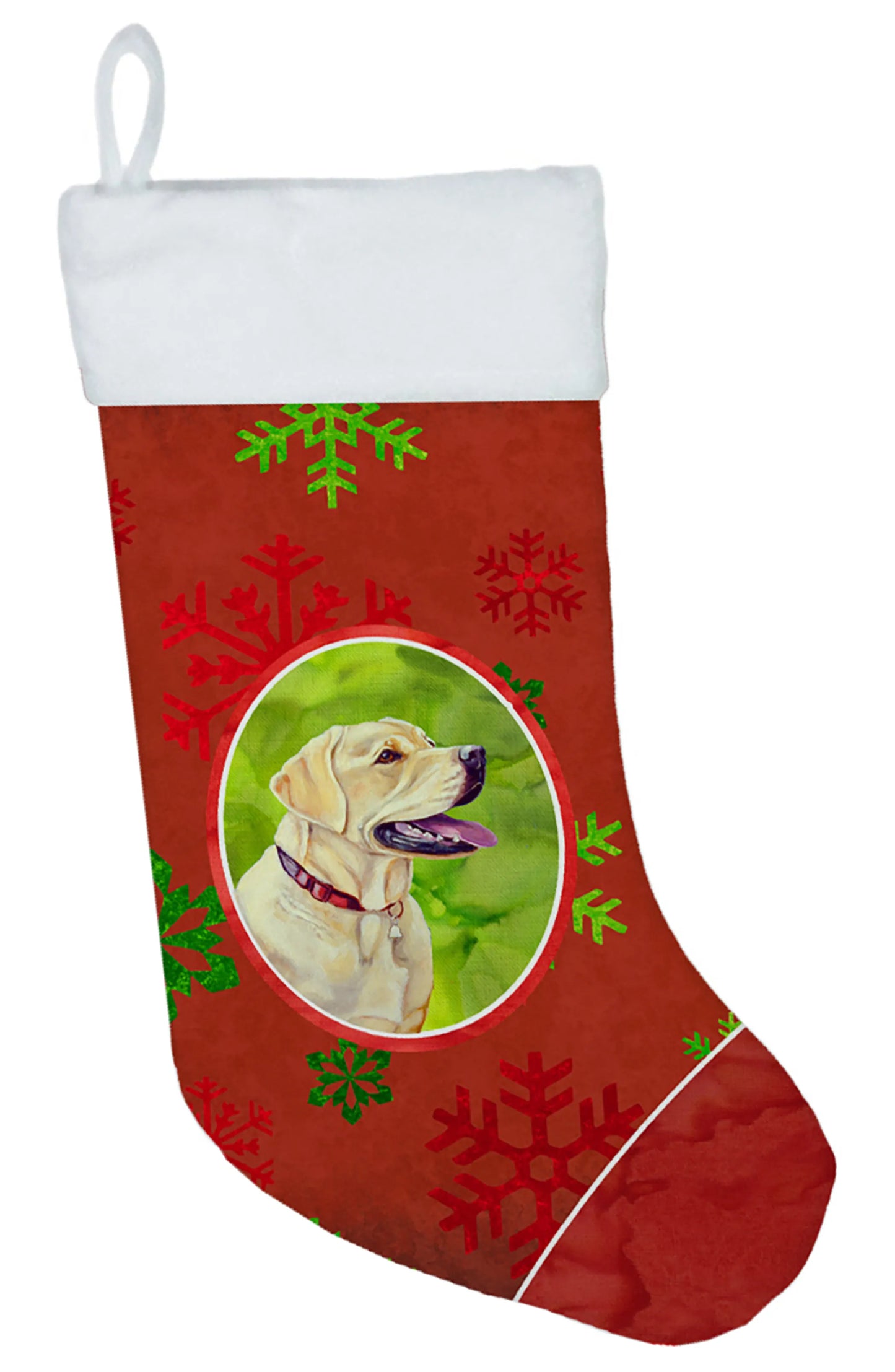 Dog and Christmas Snowflakes Christmas Stocking