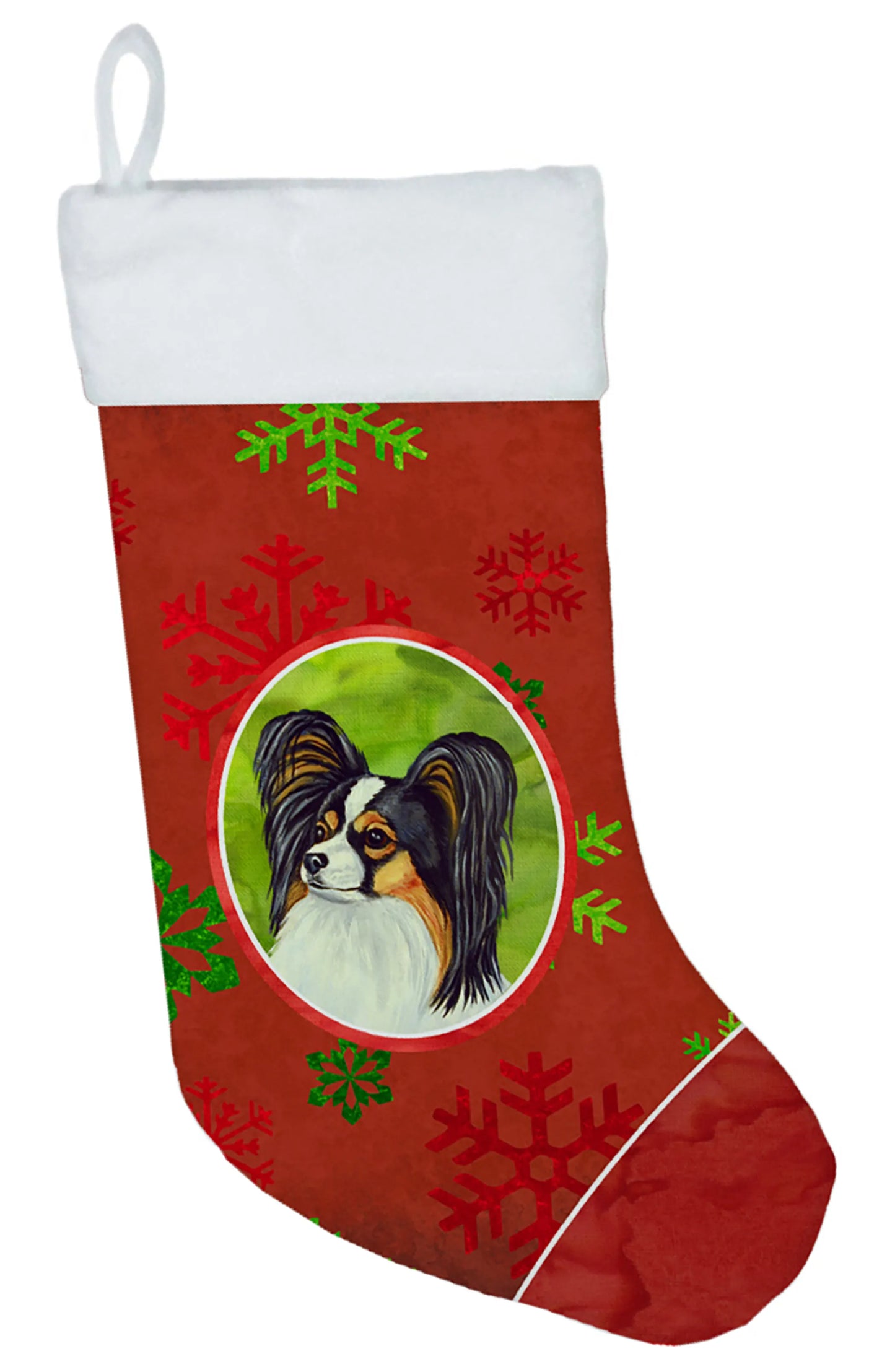 Dog and Christmas Snowflakes Christmas Stocking