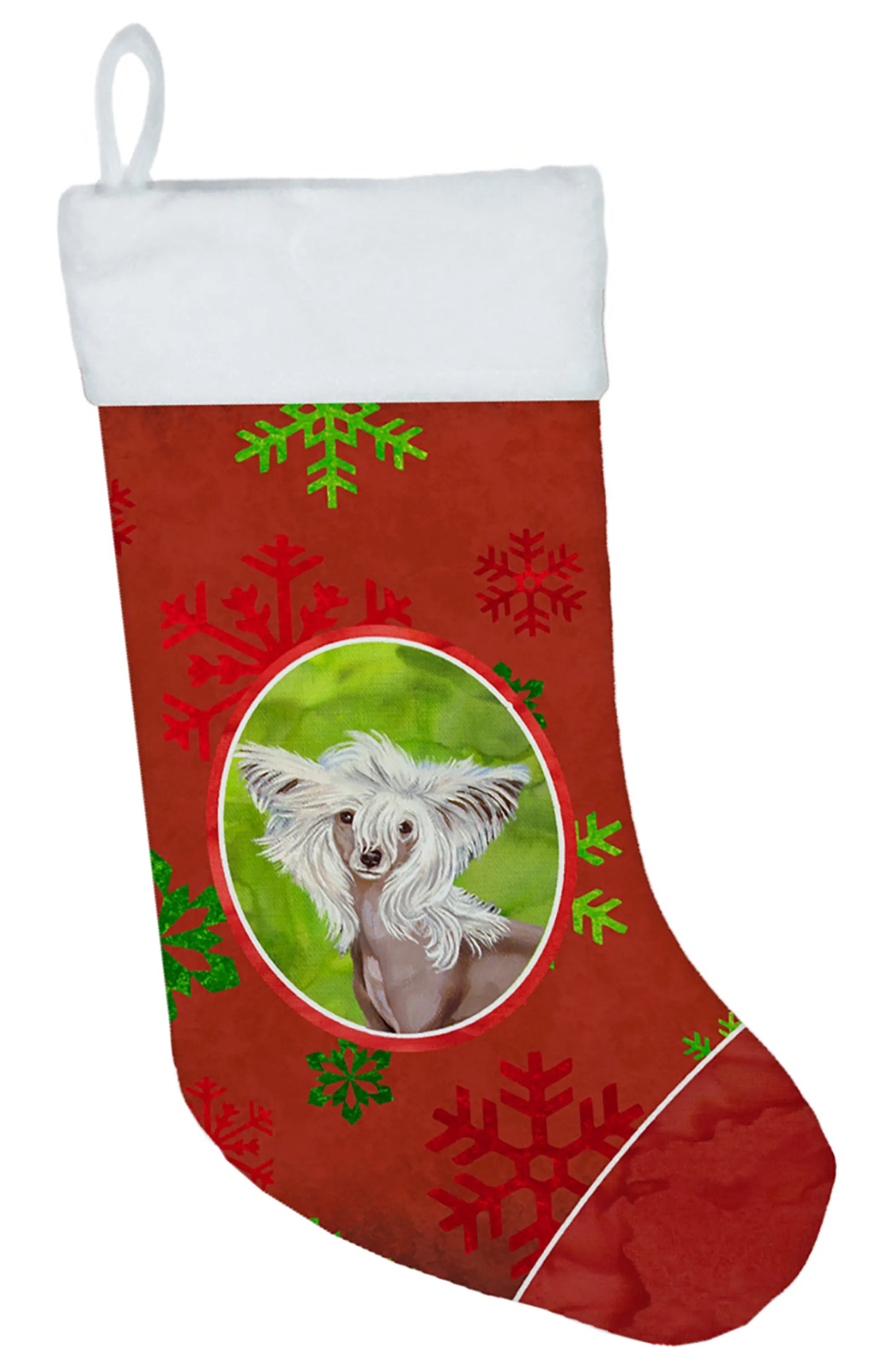 Dog and Christmas Snowflakes Christmas Stocking