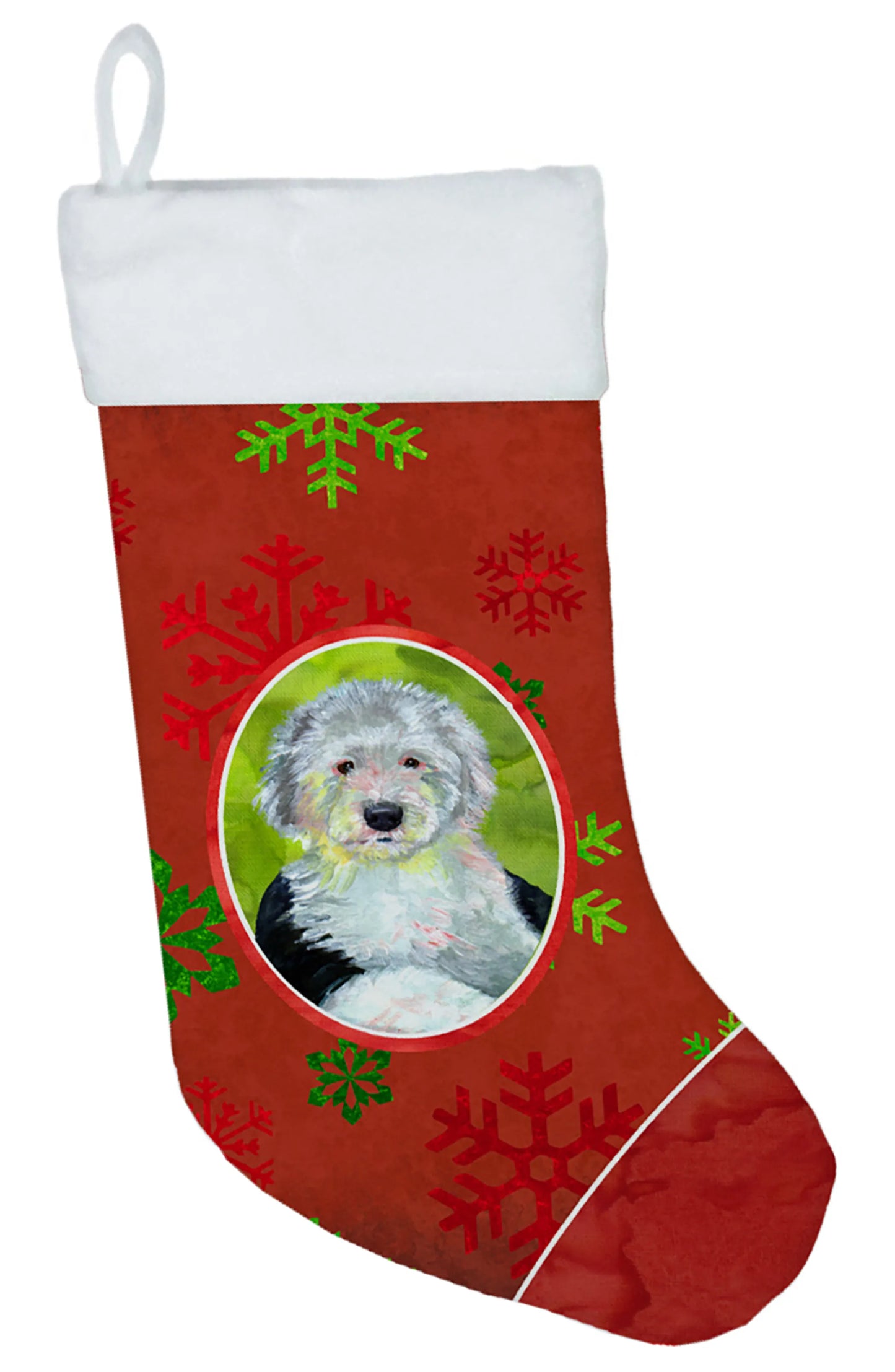 Dog and Christmas Snowflakes Christmas Stocking