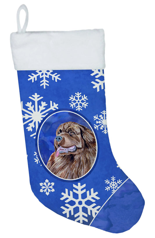 Dog and Winter Snowflakes Christmas Stocking