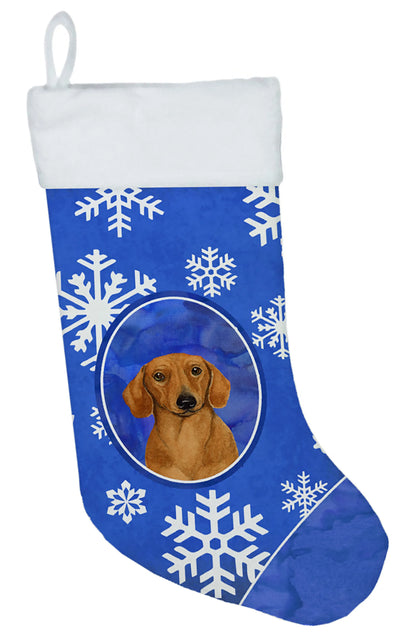 Dog and Winter Snowflakes Christmas Stocking