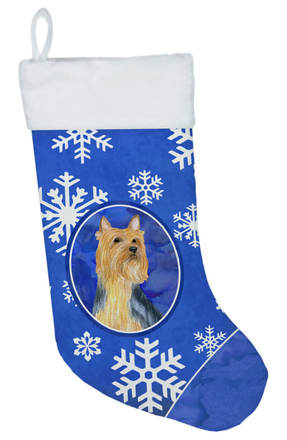 Dog and Winter Snowflakes Christmas Stocking