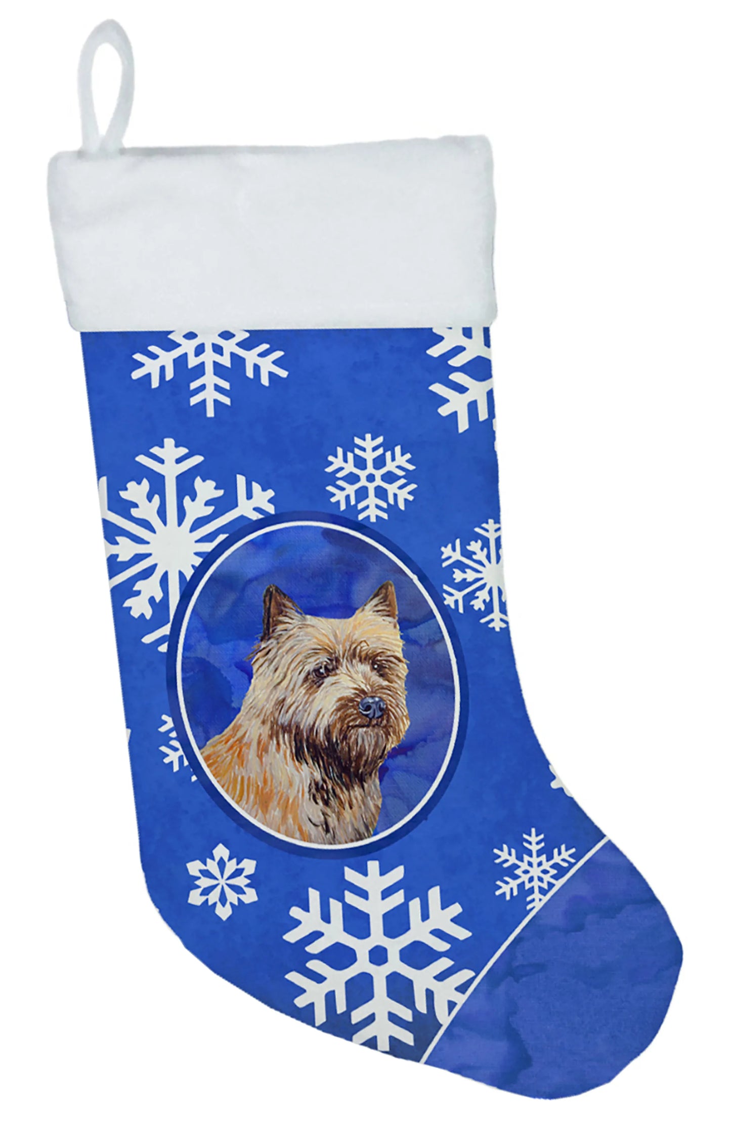 Dog and Winter Snowflakes Christmas Stocking