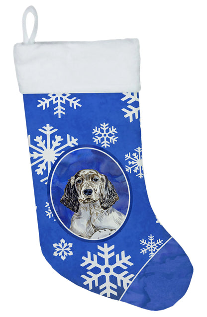 Dog and Winter Snowflakes Christmas Stocking