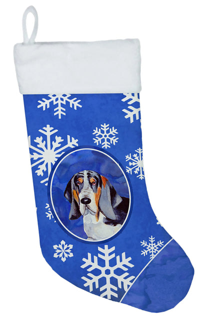 Dog and Winter Snowflakes Christmas Stocking