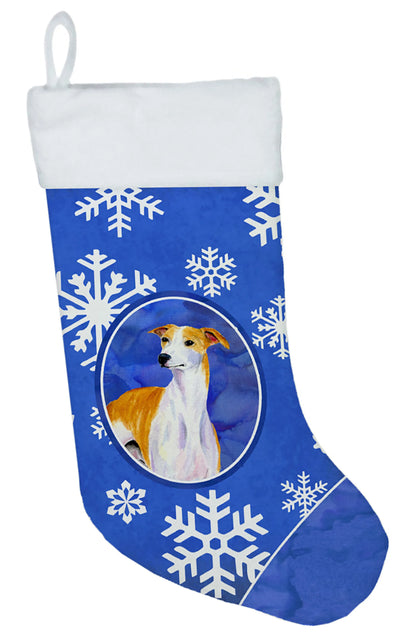 Dog and Winter Snowflakes Christmas Stocking