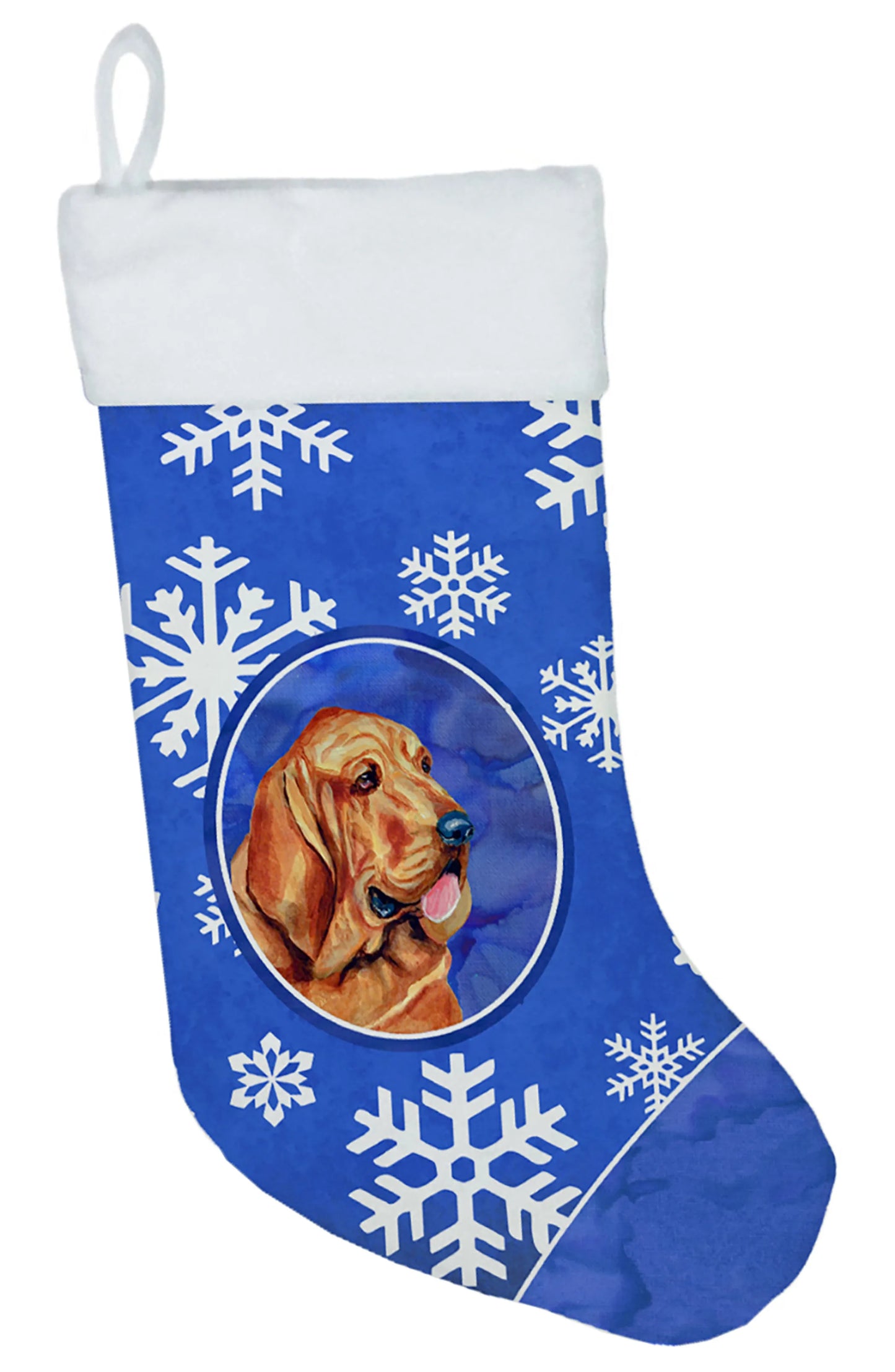 Dog and Winter Snowflakes Christmas Stocking