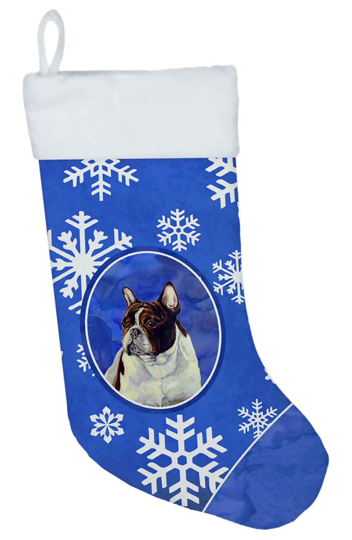 Dog and Winter Snowflakes Christmas Stocking