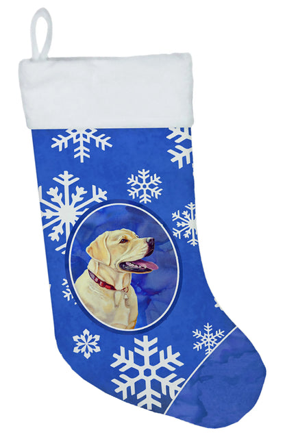 Dog and Winter Snowflakes Christmas Stocking