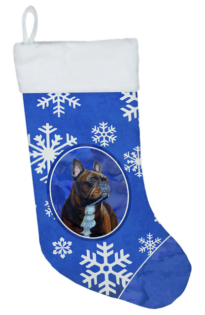 Dog and Winter Snowflakes Christmas Stocking