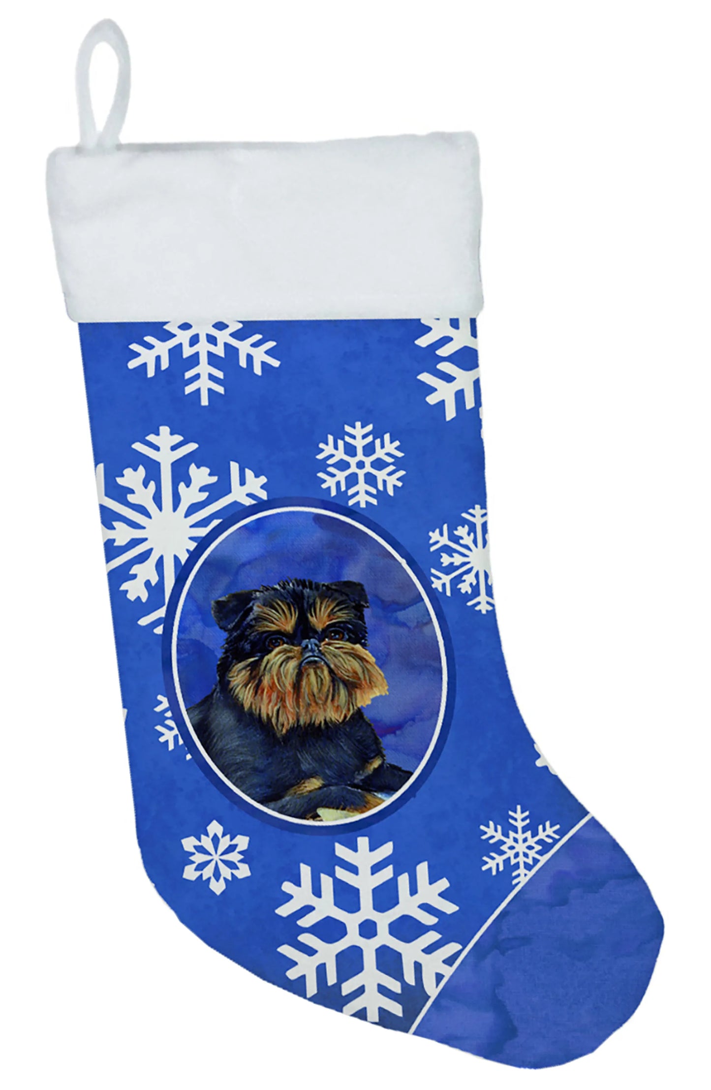 Dog and Winter Snowflakes Christmas Stocking