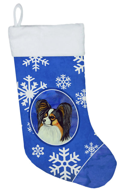 Dog and Winter Snowflakes Christmas Stocking